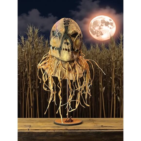 Scarecrow Burlap Halloween Mask-Distressed Horror Cosplay Prop-Raffia-Creepy - Picture 1 of 9